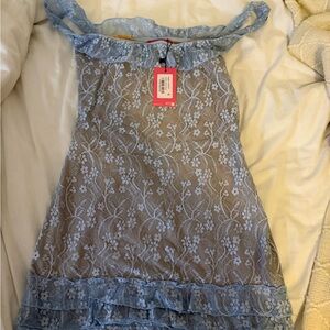 Edikted Light Blue Floral Lace Kids Dress